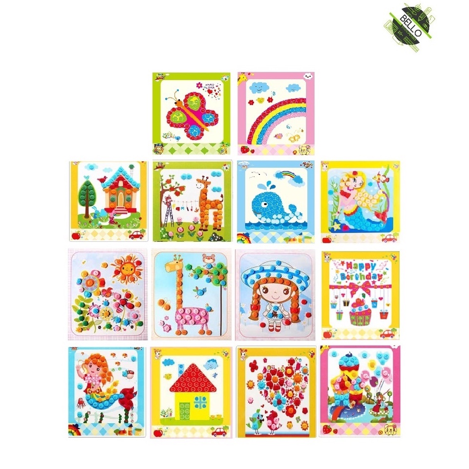 [DIY CRAFT] Button Stickers Painting Arts And Crafts For Kids ( 1set ...