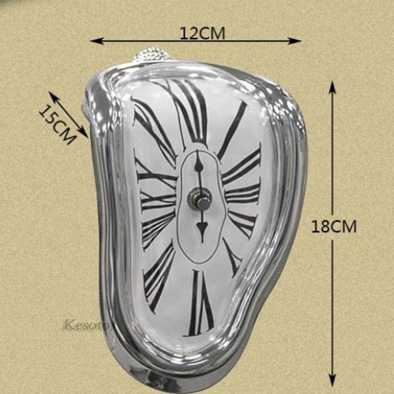 Vintage Art Novelty Melting Wall Clock Home Hanging Shelf Decor Retro Creative Melting Time Illusion Warp Flow Desk Twisted Clock Book Shelf Desk Decorative Gift Ornament