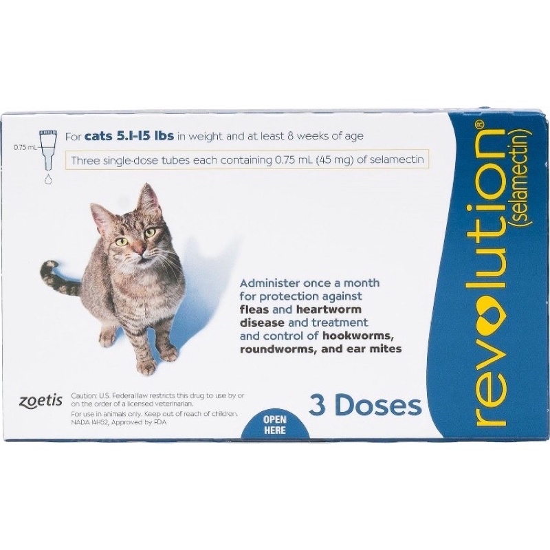 Zoetis Revolution Blue Heartworm Fleas Ticks Prevention for Cats (2.6