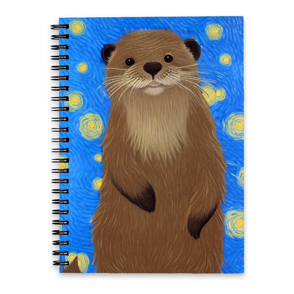 Cute Otter Spiral Notebook In Van Gogh Starry Night Art Style Journal Diary Bujo Or 2023