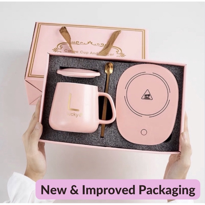 [Gift Idea] Premium Ceramic Mug+Warmer Gift Set w/ Cover+Spoon