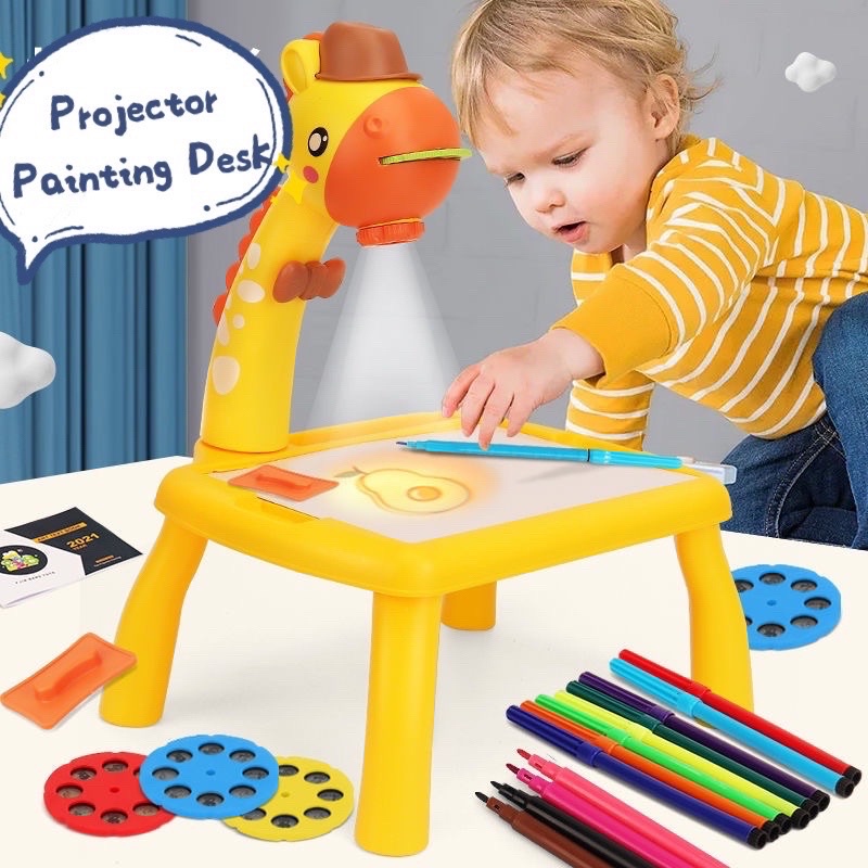 Kids Painting Projector Toy Learning Desk With 24 Drawings Educational ...
