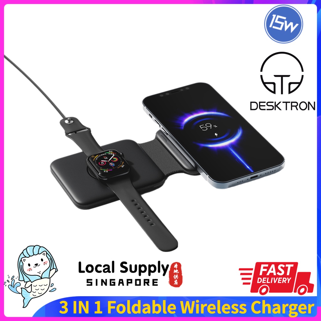3 in 1 Wireless Charger Foldable Pad, 15W Fast Charge Pad, Magnetic ...