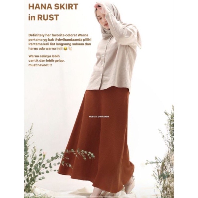 Hana skirt Hijab Nueta x SM Rust off white And ash green | Shopee Singapore