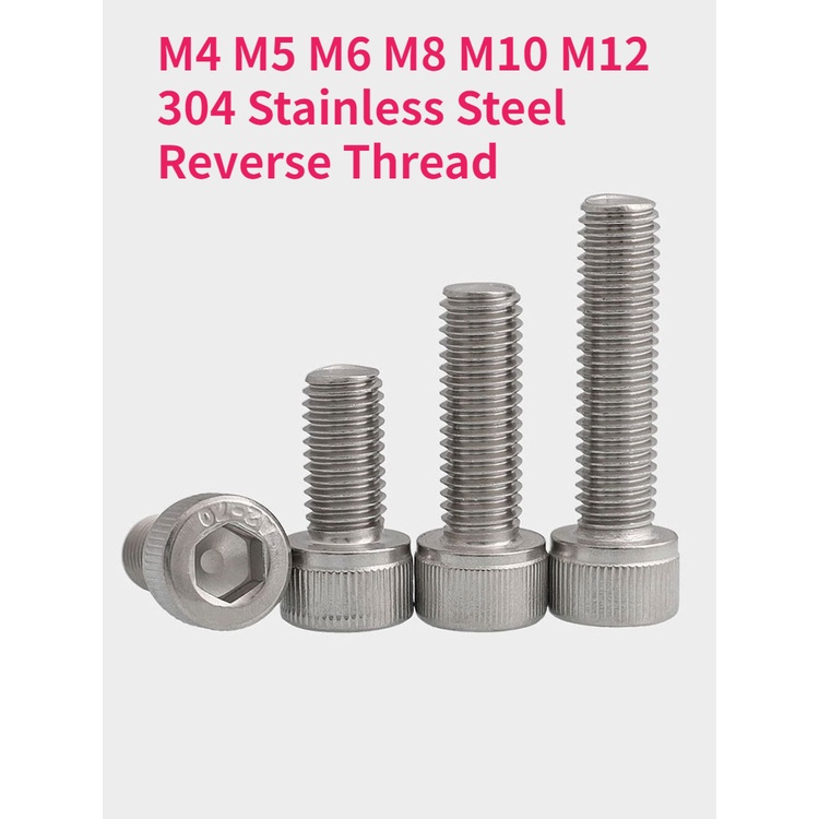 M4 M5 M6 M8 M10 M12 304 Stainless Steel Reverse Thread Screws Left Hand