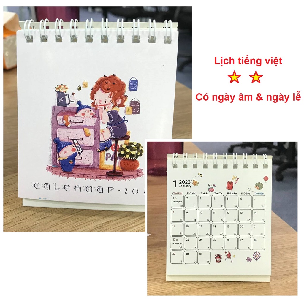 Mini Desktop Calendar 2023 Vietnamese With Resonant Date And Holiday