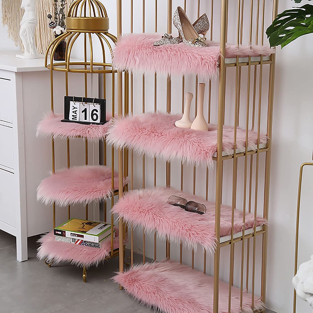 Luxury Rectangle Soft Deerskin Fluffy Area Rug Faux Fur Carpet Shaggy Long Hair Solid Mat