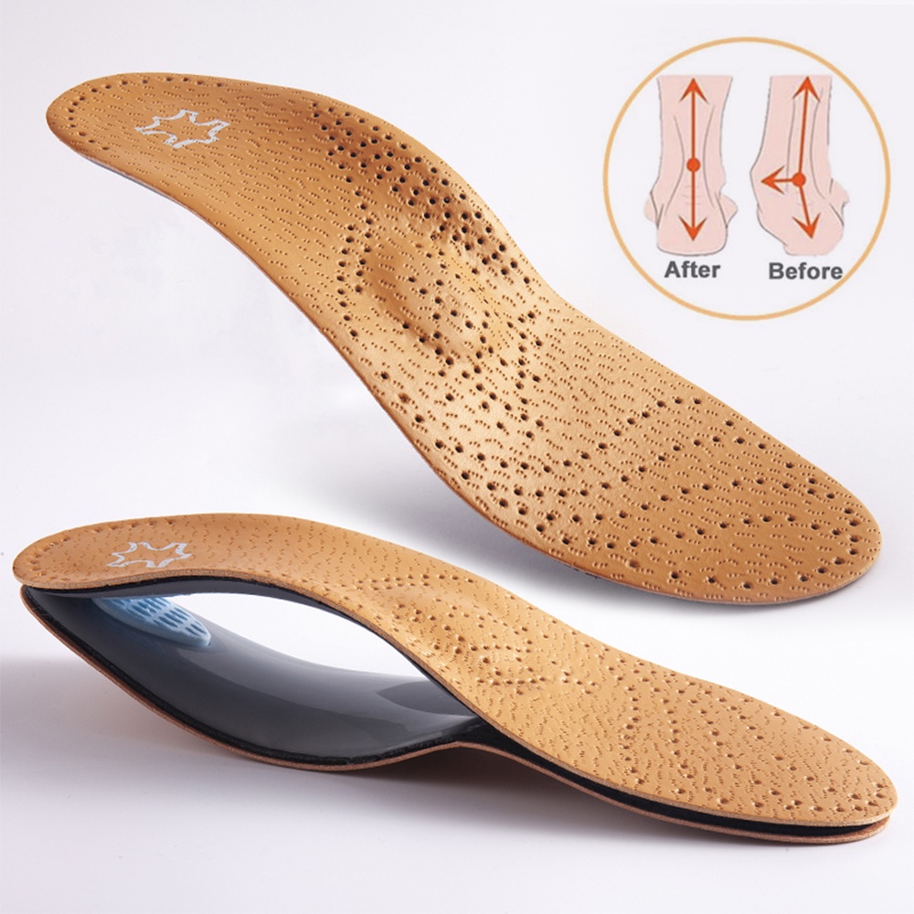 1 Pair Leather Orthotic Inserts with Arch Support, Metatarsal Pad and ...