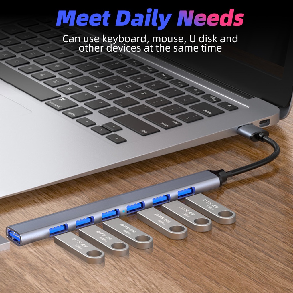 7 in 1 USB C HUB 3.0 Type C 4/7 Port Multi Splitter Adapter OTG USB ...