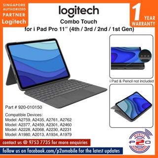 Logitech Combo Touch Backlit Keyboard Case with Trackpad for Pad