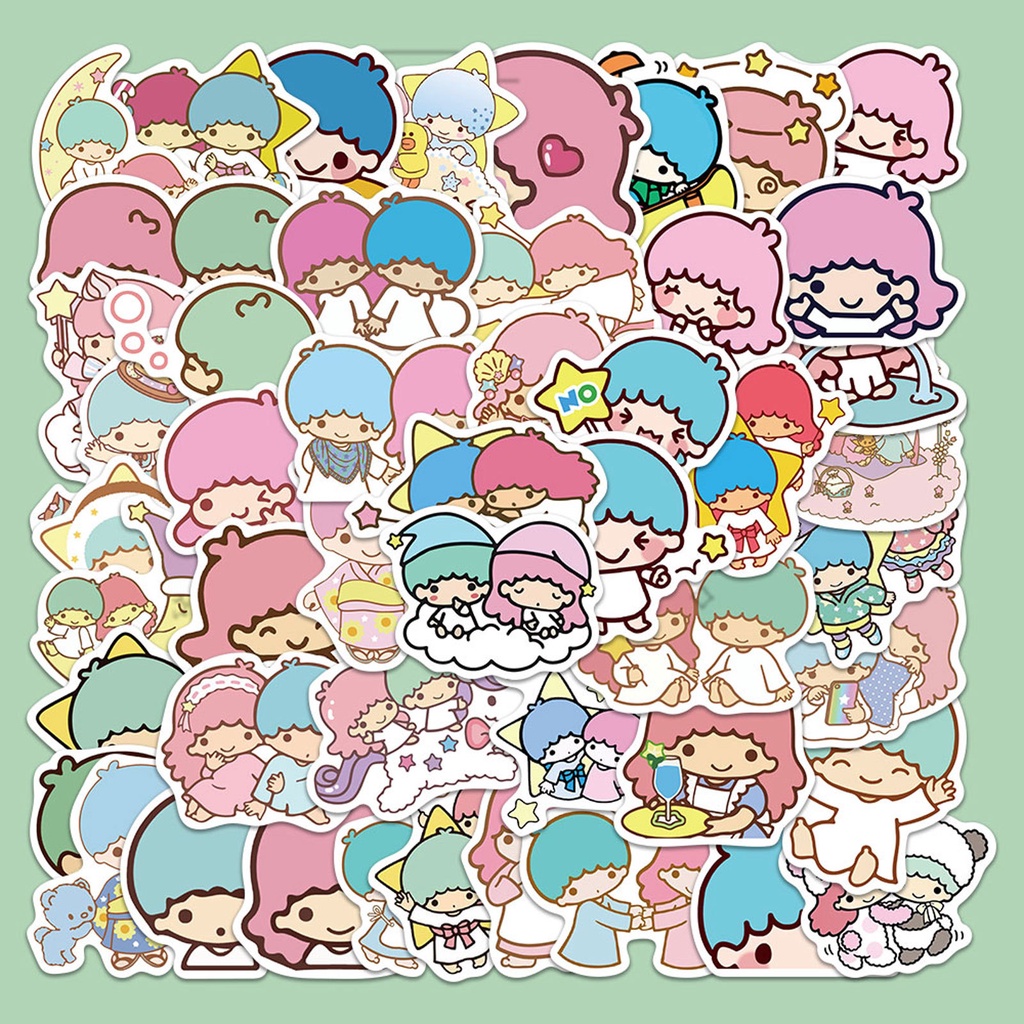 50 pcs Little Twin Stars Cute Cartoon Waterproof PVC Stickers | Shopee ...