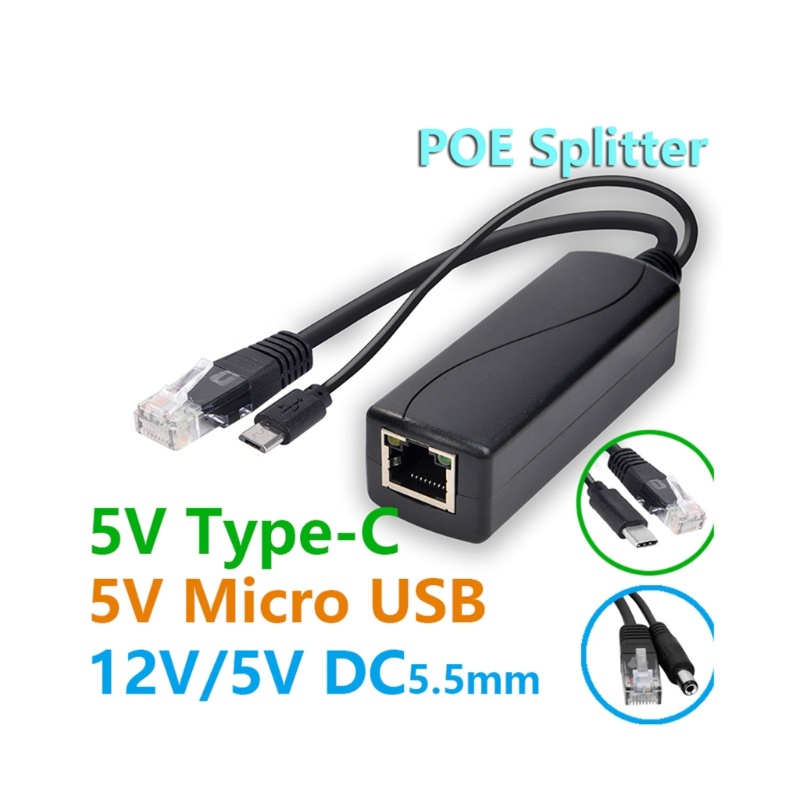 Stat POE Splitter 48V To 5V MicroUSB Type C DC5 5x2 1mm DC3 5x1 35mm ...