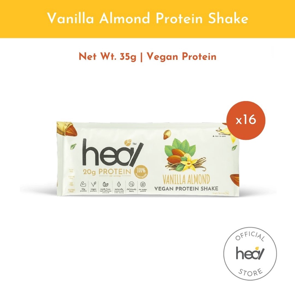 Heal Vanilla Almond Protein Shake Powder - Vegan (15 sachets) HALAL ...