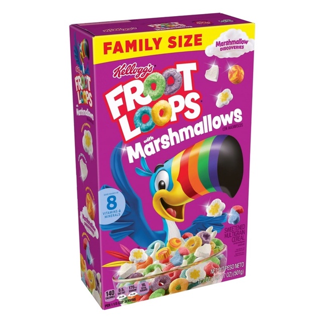 Kellogg's Froot Loops Breakfast Cereal with Marshmallows, Original with ...