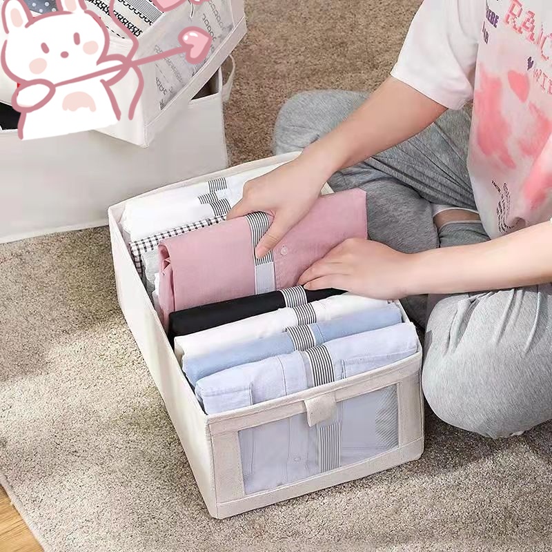 Japanese Open Lid Fabric Storage Box | Foldable Storage box | Oxford Fabric  Linen | Wardrobe Organiser | Drawer Organizer