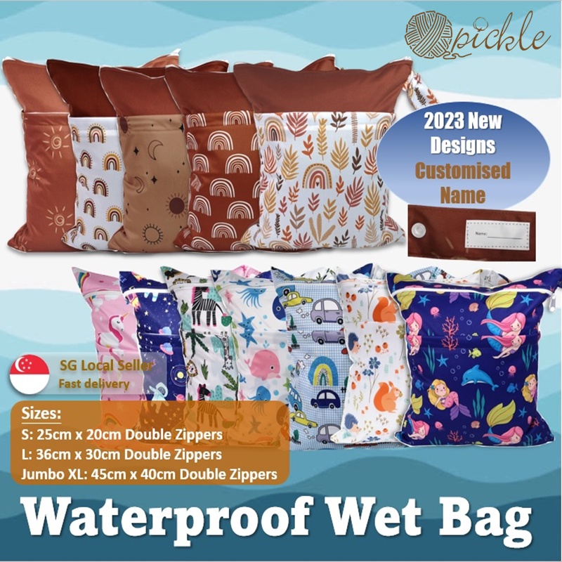 (3 Sizes) Customised Wet Bag Personalised Wet Bag / Diaper Bag / Waterproof Wet Bag / Nappy Bag