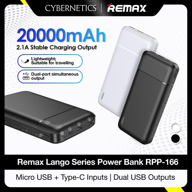 REMAX Vention Powerbank 20000mAh Powerbank Type C Input RPP166 Dual