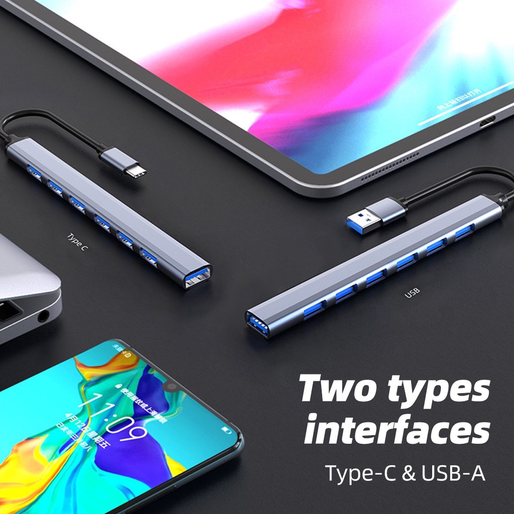 7 in 1 USB C HUB 3.0 Type C 4/7 Port Multi Splitter Adapter OTG USB ...