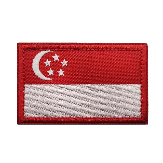 Flag Patches Singapore Morale Badge 3D Embroidered Backpack Sticker