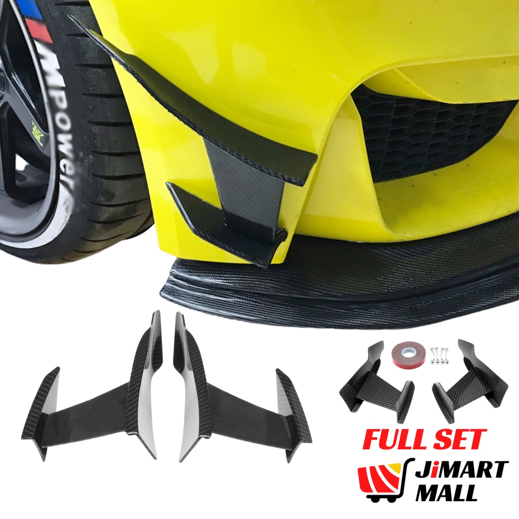 thumbnail image 2 of 23x22 Rear Bumper Diffuser Wind Blade Extension Splitter With 4 Shark Fins - For Honda (Black Plastic) 2 of 6