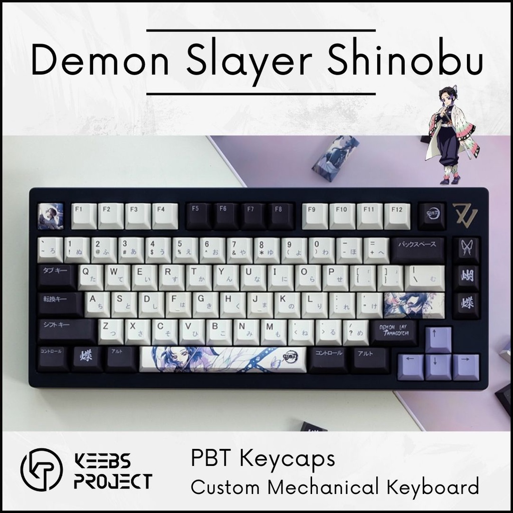 Demon Slayer Shinobu Anime PBT Keycap Set for Mechanical Keyboard