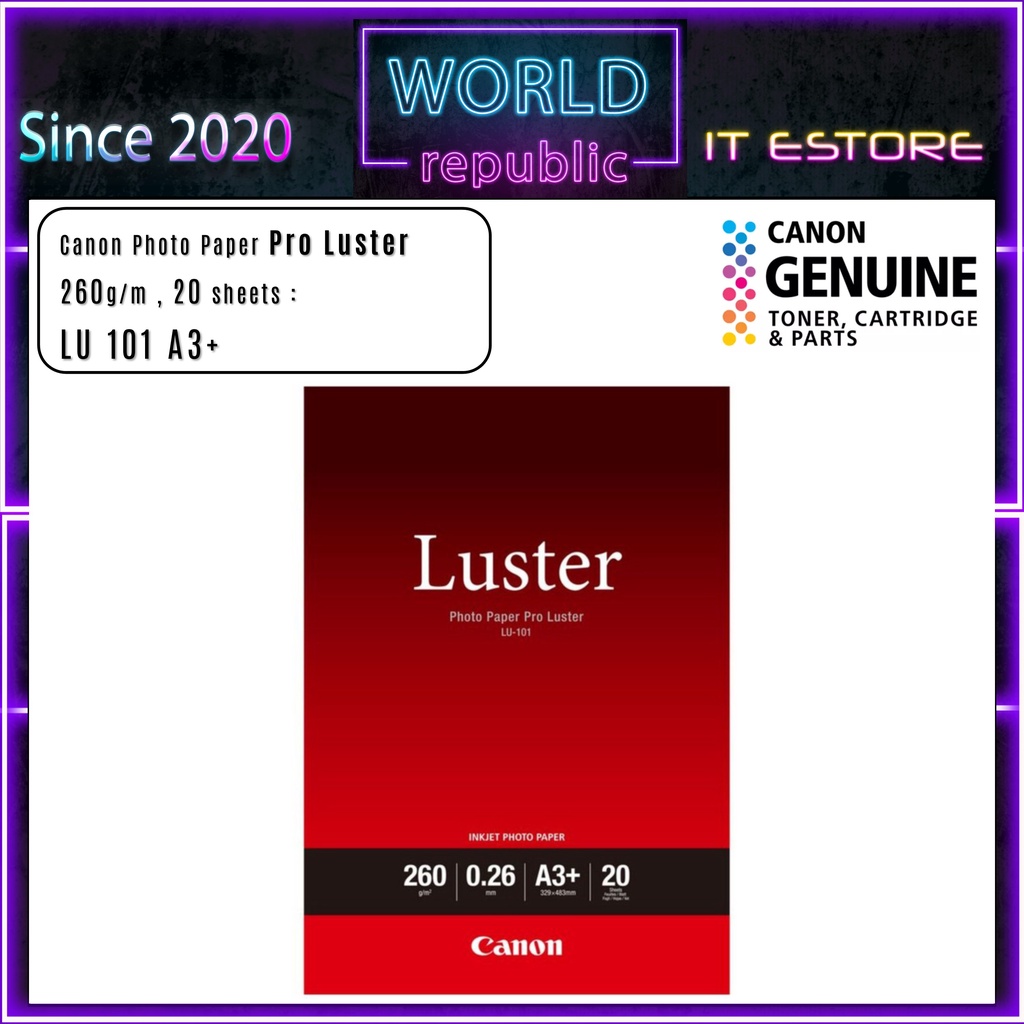 Canon Photo Paper Pro Luster - A4 Size (21x29.7cm) High-Quality 260gsm Photo Paper