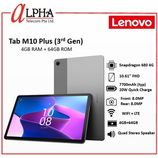  Lenovo Tab M10 Plus (3rd Gen) - 2022 - Long Battery Life - 10  FHD - Front & Rear 8MP Camera - 4GB Memory - 64GB Storage - Android 12 or  Later, Gray : Electronics