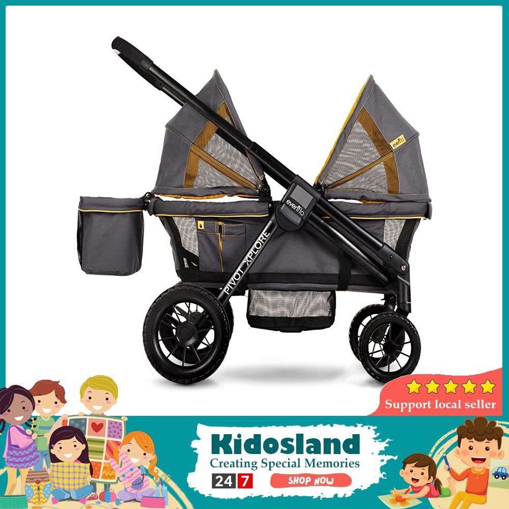 [sgstock] Evenflo Pivot Xplore AllTerrain Double Stroller Wagon, Adventurer [Adventurer