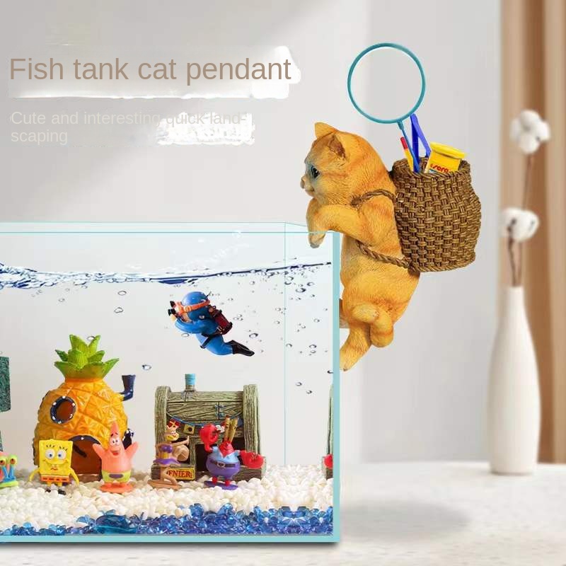 Fish tank ornaments Cute cats Creative backpack small decorations Gift