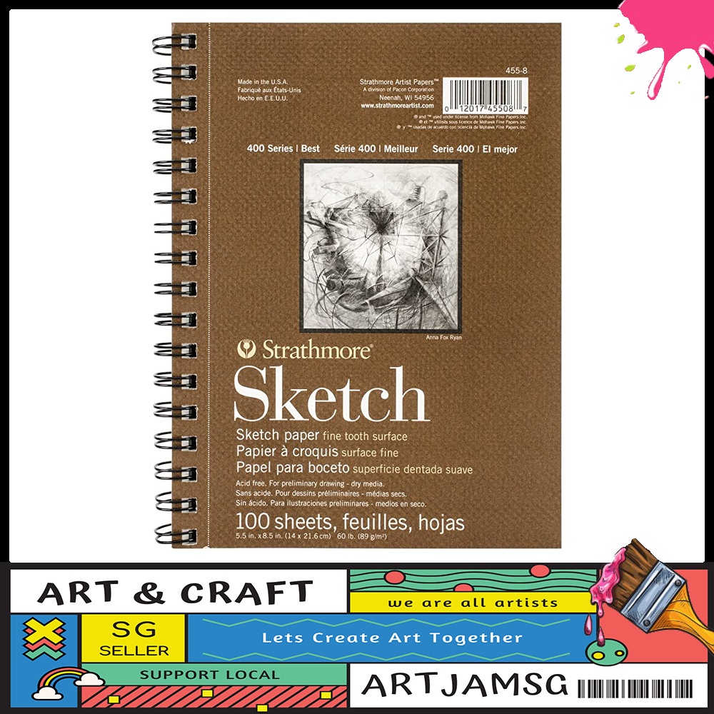 Strathmore Sketchbook: #455-8 Strath Sketch S 400 5.5X8.5100SHT60LB, 5.5 x  8.5, White, 100 pages