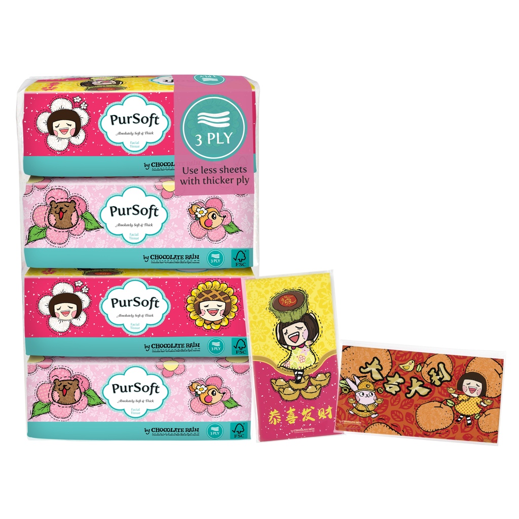 Pursoft CNY Soft Pack 120 sheets, 4 packs | Shopee Singapore