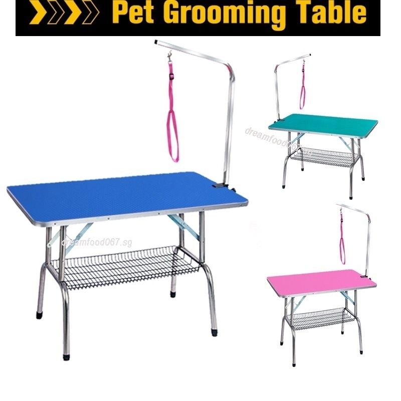 Pet Grooming Table Foldable Grooming Table Heavy Duty Iron Frame With