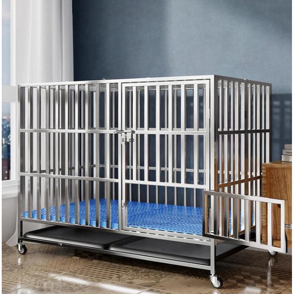 Pazazz Stainless Steel Dog Cage Large And Mediumsized Dog Cage Indoor Small Folding With Toilet