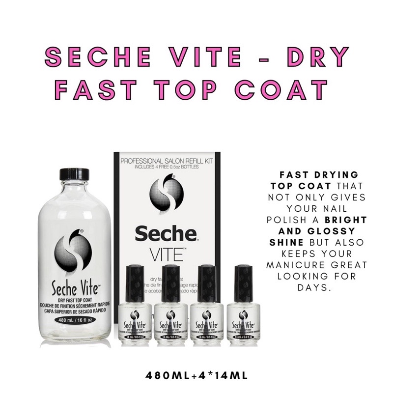 SECHE VITE Dry Fast Top Coat 480ml+4+14ml Shopee Singapore
