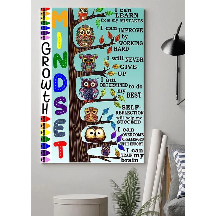 Growth Mindset Poster Wall Art for Classroom Poster Unframe Decor ...