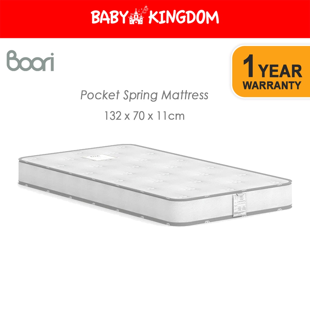 Boori Baby Cot Pocket Spring Mattress (132 X 70cm) (Daintree) Shopee