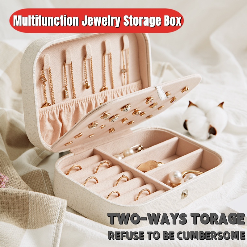 Maxvaluesg® Travel  Jewelry Storage Box Velvet Portable PU Leather Earring | Ring | Bracelet | Necklace Organizer