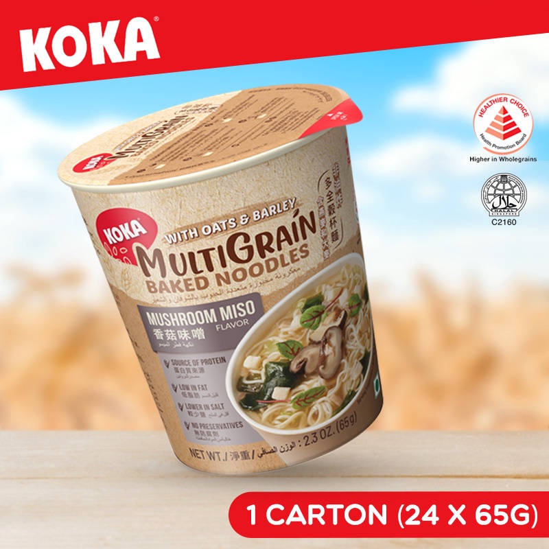 KOKA Multigrain Oats & Barley Mushroom Miso Cup Noodles (24 Cups x 65g) Shopee Singapore