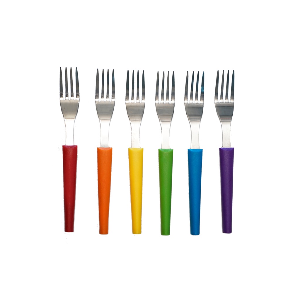 Oxone OX601 Garpu Kue Set Rainbow Cuterly 6 Pcs Stainless Steel - Gambar 2