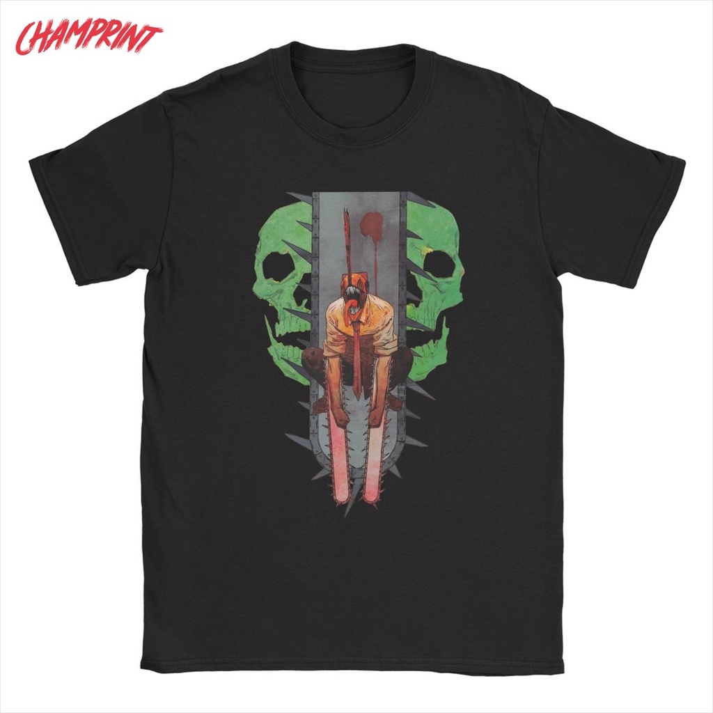Men T-Shirts Denji Chainsaw Man Leisure 100% Cotton Tees Short Sleeve Anime Manga T Shirts Crewneck Clothing Printed tops tee