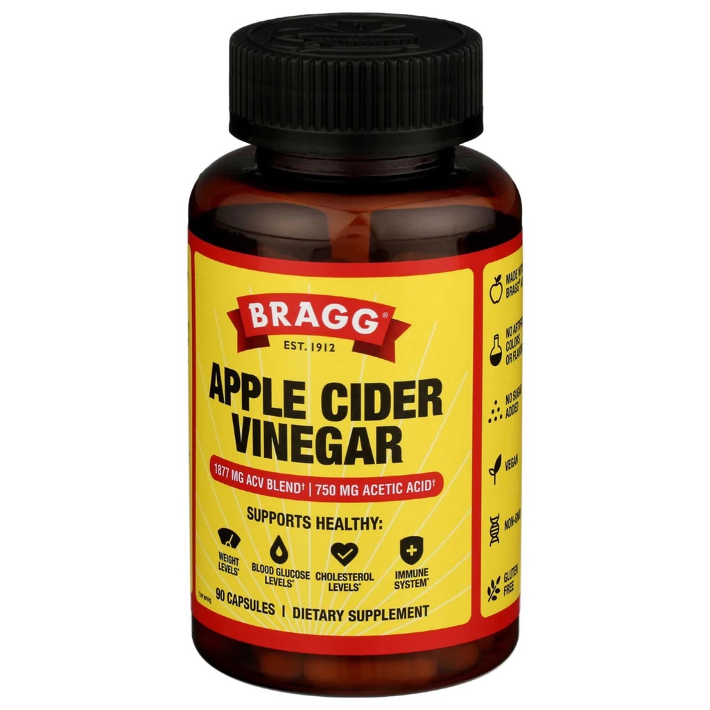 Bragg Apple Cider Vinegar Vitamin D3 & Zinc 750mg of Acetic Acid ACV