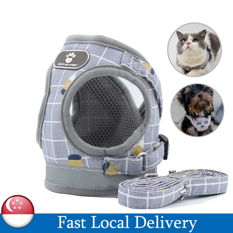 SG Kitten Puppy Reflective Dogs Harness And Leash Set Dogs Vest Harness