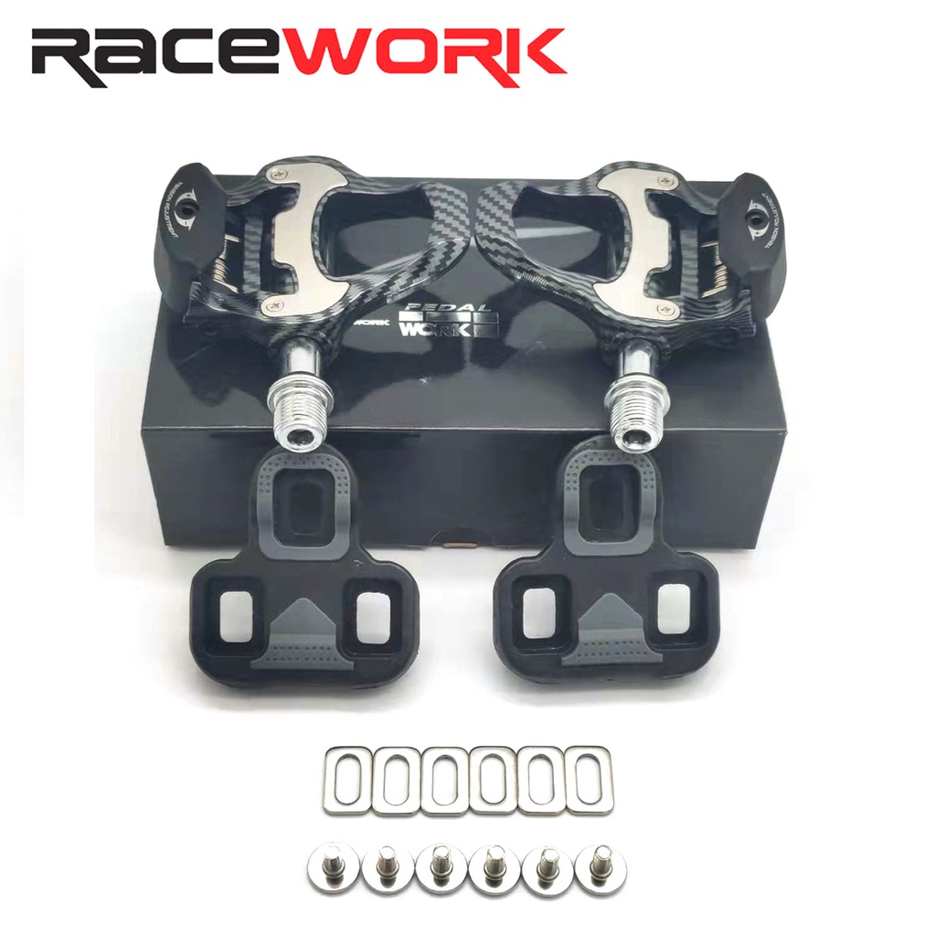 racework Carbon Clip Road Pedals Suitable for LOOK KEO shimano SPD Self locking Professional Bike Pedal with Cleats Bike Pedal Bicycle Accessorie