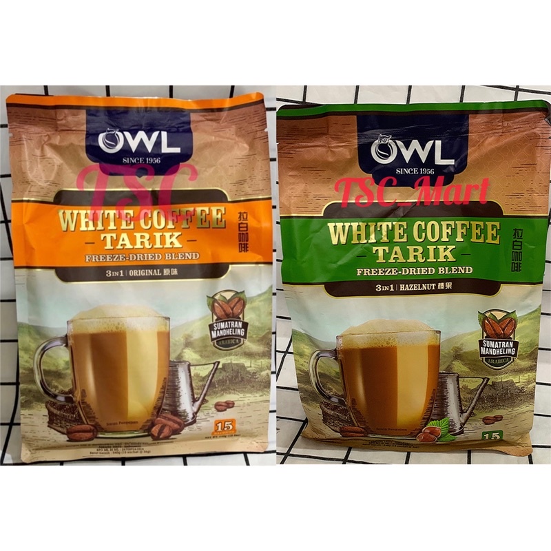 Owl White Coffee Tarik 3in1 Original 1 Pack Of 15 Sachets/Freeze/Dried