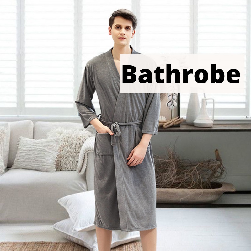 {SG} Unisex Bathrobe Kimono Style Bath robe Longsleeve Lightweight Soft