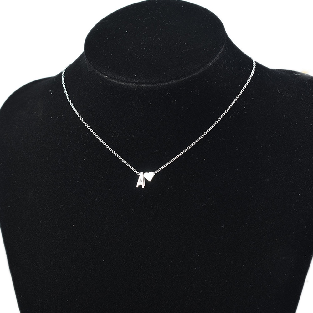 Fashion Cute Tiny Heart Dainty Initial Choker Silver Color Alphabet Letter Pendant Necklace For Women Simple Metal Jewelry Gift