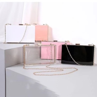 Clear Acrylic Box Handbags, Mini Chain Crossbody Bag, Square Jelly