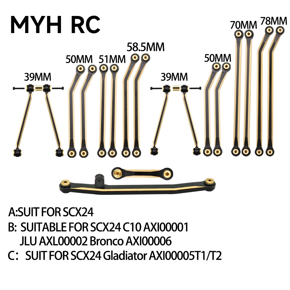 CNC Aluminum High Clearance Chassis Links For Axial SCX24 AXI00005 Jeep Gladiator 1/24 RC Crawler Car Parts