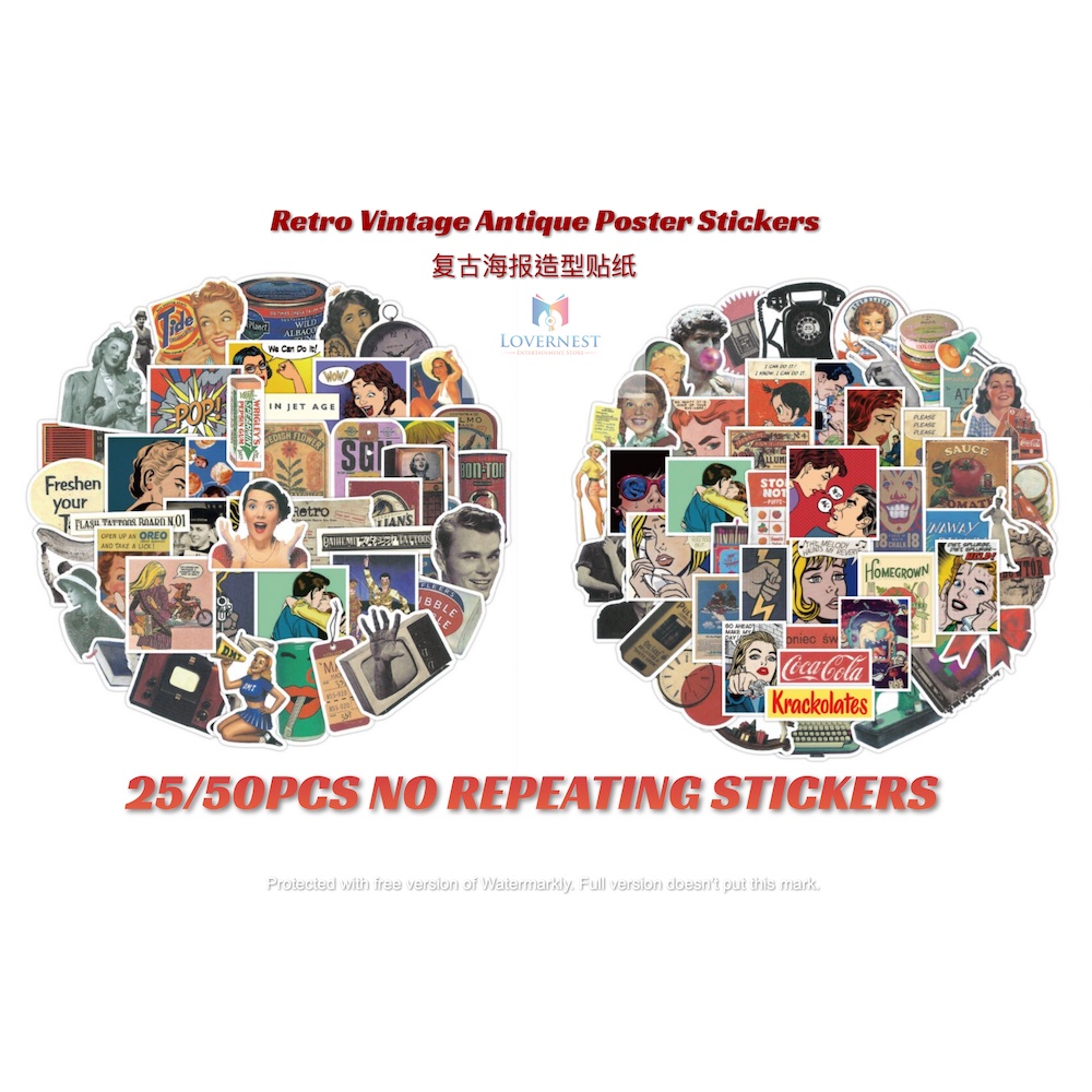 25/50Pcs RETRO VINTAGE POSTER Decal Stickers for Suitcase Laptop ...