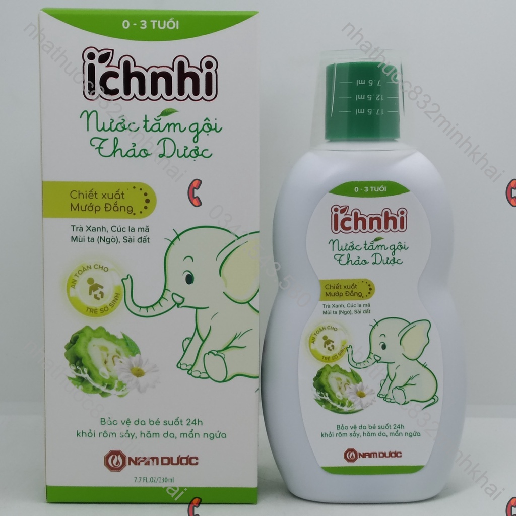 Ich Nhi Herbal Bath Shampoo 230ml Bottle For Children From 03 Years